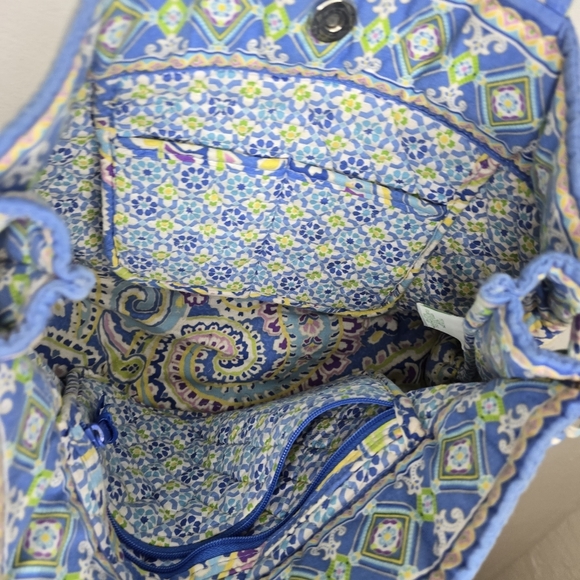 Vintage 00s Vera Bradley Capri Blue Paisley Tote Purse Shoulder Villager Medium - Picture 8 of 10
